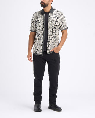 John Varvatos African Motif Ss Shirt Black  White 10894