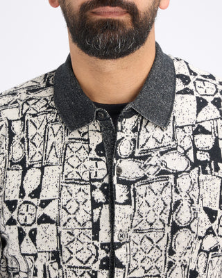 John Varvatos African Motif Ss Shirt Black  White 1 10900
