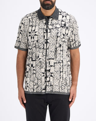 John Varvatos African Motif Ss Shirt Black  White 5 10895