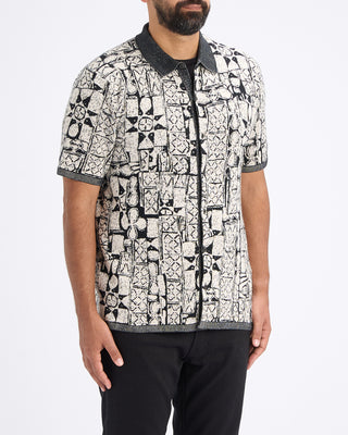 John Varvatos African Motif Ss Shirt Black  White 6 10896