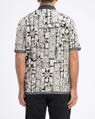 John Varvatos African Motif Ss Shirt Black  White 8 10898