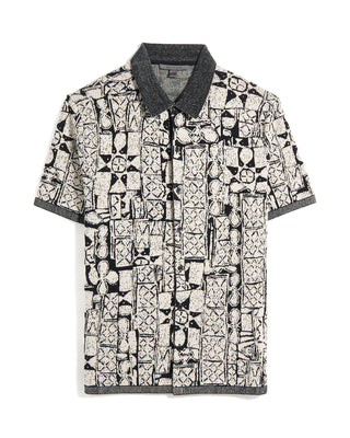 John Varvatos African Motif Ss Shirt Black  White 5 10479