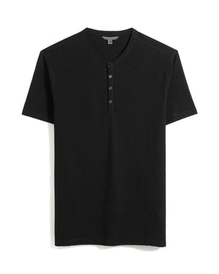 John Varvatos Elm Ss Textured Henley Black 9 10448