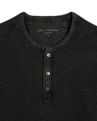 John Varvatos Mephis Waffle Henley Black 10536