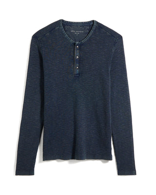 John Varvatos Mephis Waffle Henley Navy 7 10520