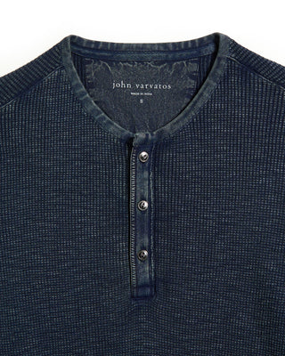 John Varvatos Mephis Waffle Henley Navy 8 10521