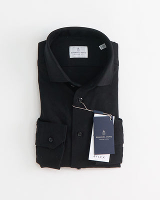 Emanuel Berg Modern Fit Black 4Flex Jersey Stretch Shirt Black 