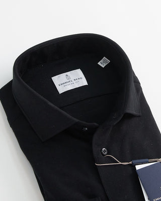 Emanuel Berg Modern Fit Black 4Flex Jersey Stretch Shirt Black  1