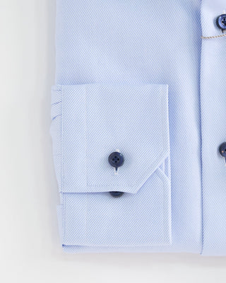 Emanuel Berg Modern Fit Twill Shirt W Navy Buttons Light Blue  3