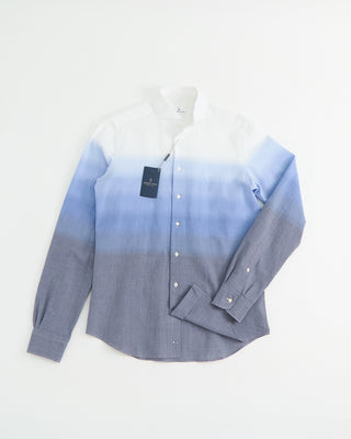 Emanuel Berg Modern Fit Degrade Textured Crinkle Shirt Blue 1