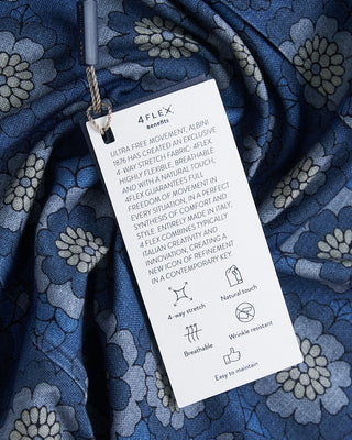 Emanuel Berg Modern Fit 4Flex Ss Floral Print Shirt Blue 1 4