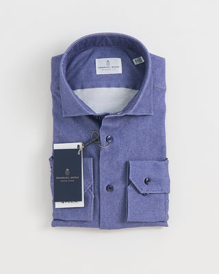 Emanuel Berg Modern Fit 4Flex Solid Shirt Blueberry 1