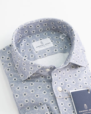 Emanuel Berg Modern Fit 4Flex Floral Print Shirt Grey  1