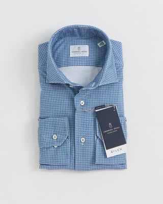 Emanuel Berg Modern Fit 4Flex Neat Print Shirt Turquoise 1