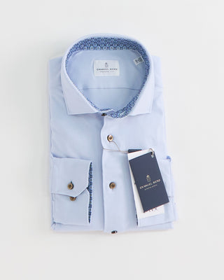 Emanuel Berg Modern Fit 4Flex Solid Shirt W Contrast Trim Light Blue 1