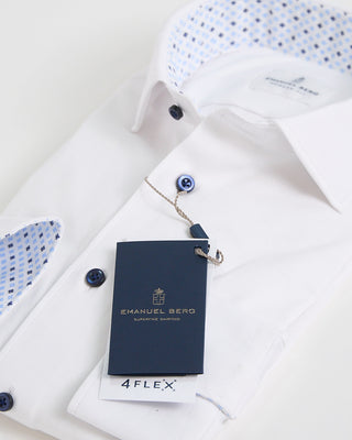Emanuel Berg Modern Fit 4Flex Solid Shirt W Contrast Trim White 1 3
