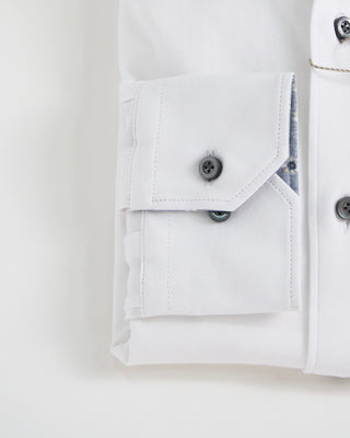 Emanuel Berg Modern Fit 4Flex Solid Shirt W Contrast Trim White 1