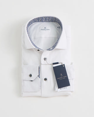 Emanuel Berg Modern Fit 4Flex Solid Shirt W Contrast Trim White 1 3
