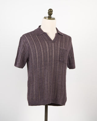 John Varvatos Odin Textured Linen Sweater Polo Plum 307