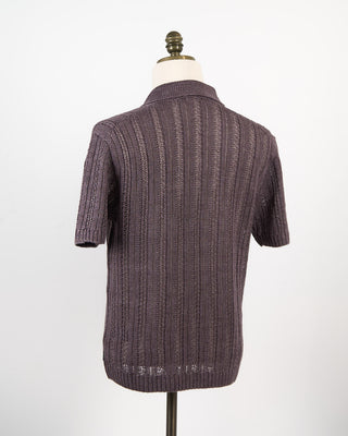 John Varvatos Odin Textured Linen Sweater Polo Plum 308