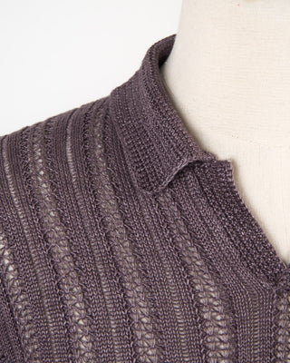 John Varvatos Odin Textured Linen Sweater Polo Plum 310