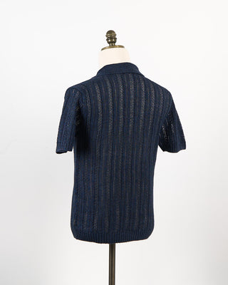 John Varvatos Odin Textured Linen Sweater Polo Navy 301