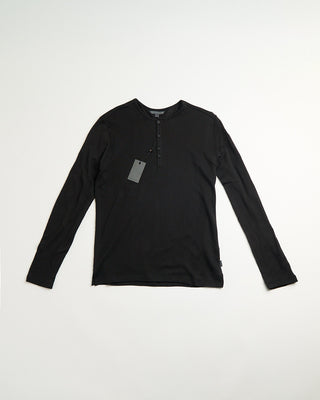 John Varvatos Walden Ls Henley In Broken Stitch Black 1 255
