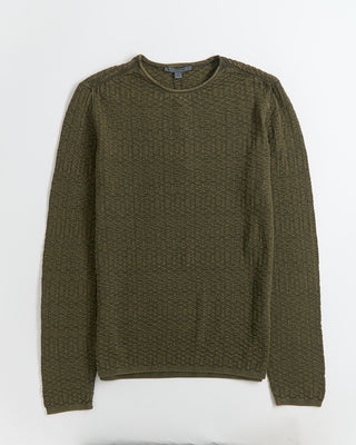 John Varvatos Riley Long Sleeve Textured Crew With Vintage Wash Sage 0