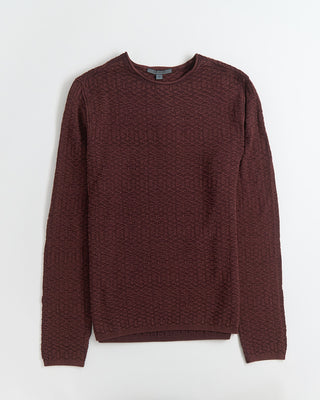 John Varvatos Riley Long Sleeve Textured Crew With Vintage Wash Bordeaux 0