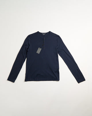 John Varvatos Walden Ls Henley In Broken Stitch Navy 1 243
