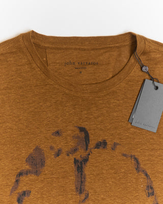 John Varvatos Short Sleeve Crew Tee   Spray Peace Brown 1 1