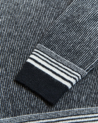 John Varvatos Tomar Easy Fit Crewneck With Multi Stripes Black  White 1 1