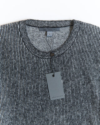 John Varvatos Tomar Easy Fit Crewneck With Multi Stripes Black  White 1 2