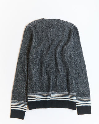 John Varvatos Tomar Easy Fit Crewneck With Multi Stripes Black  White 1 3