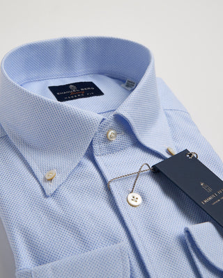 Emanuel Berg Giro Englese Premium 1 Piece Collar Shirt Light Blue 1254