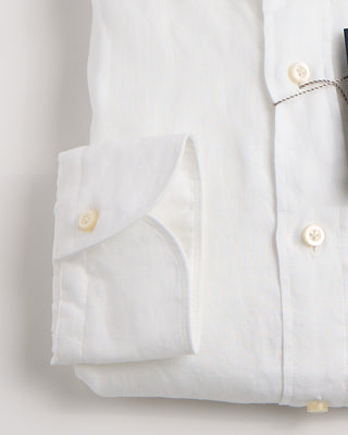 Emanuel Berg Washed Solid Luxe Linen Casual Sartorial Shirt White 1192