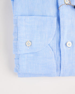 Emanuel Berg Washed Solid Luxe Linen Casual Sartorial Shirt Light Blue 3 1197