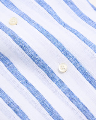 Emanuel Berg Striped Linen Modern Fit Shirt Blue 4 8486
