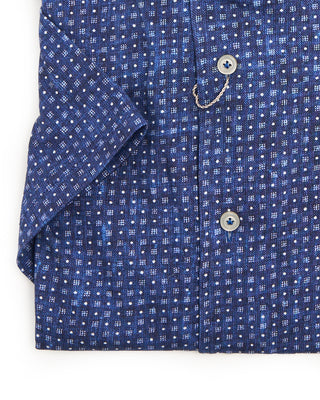 Emanuel Berg Short Sleeve Jersey Knit Modern Fit Shirt Navy 1 8472