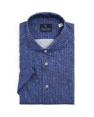 Emanuel Berg Short Sleeve Jersey Knit Modern Fit Shirt Navy 2 8471