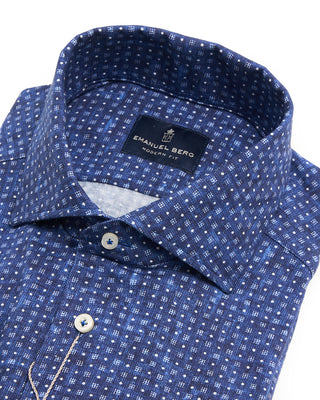 Emanuel Berg Short Sleeve Jersey Knit Modern Fit Shirt Navy 3 8527