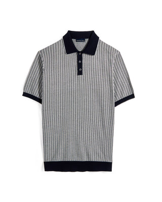 Emanuel Berg Short Sleeve Jacquard Polo Navy 3 8554
