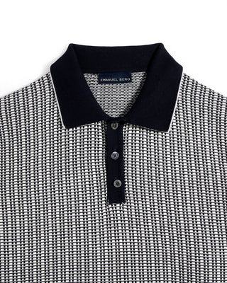 Emanuel Berg Short Sleeve Jacquard Polo Navy 4 8556