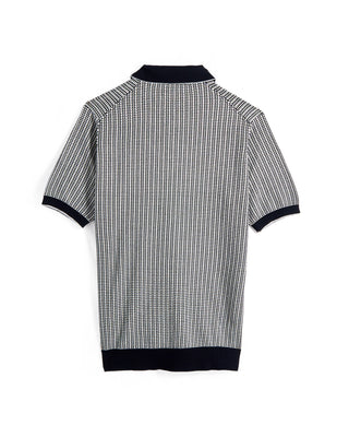 Emanuel Berg Short Sleeve Jacquard Polo Navy 8 8557