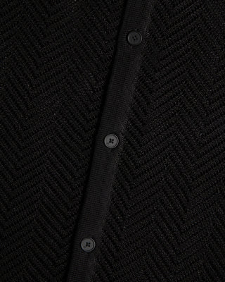 John Varvatos Ginsberg Ss Knit Herringbone Shirt Black 10 9211