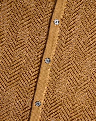 John Varvatos Ginsberg Ss Knit Herringbone Shirt Brown Sugar 13 9215
