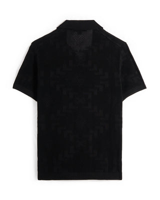 John Varvatos Corso Ss Crochet Polo Black 13 9221