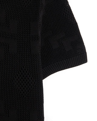 John Varvatos Corso Ss Crochet Polo Black 9 9219