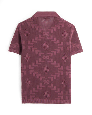 John Varvatos Corso Ss Crochet Polo Mauve 13 9226