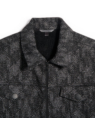 John Varvatos Variegated Herringbone Fleece Lined Jacket Black 3 6062